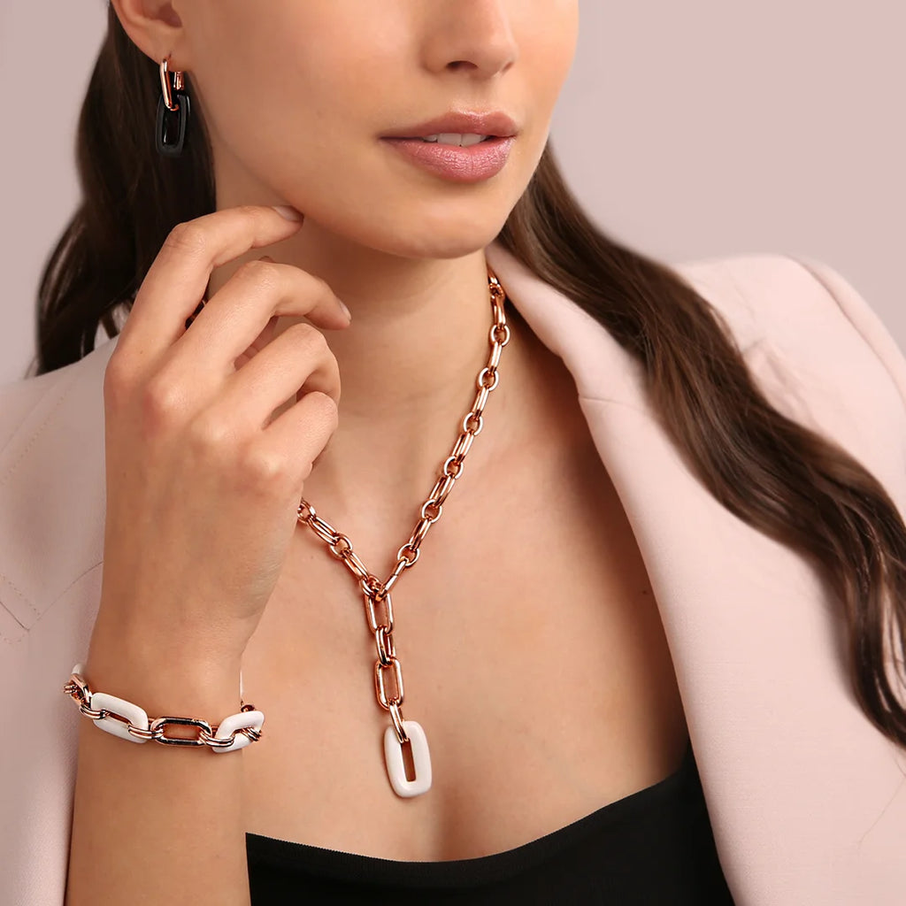 Bracciale a maglie 8 Ottone con finitura color argento e rutenio Bracciale a maglie 8 Ottone con finitura color argento e rutenio