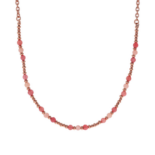 Collana Girocollo Catena Rolo con Piccole Bead e Pietre Naturali Sfaccettate