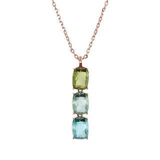 Collana con Prisma Gem Verdi e Blu Taglio Mosaico