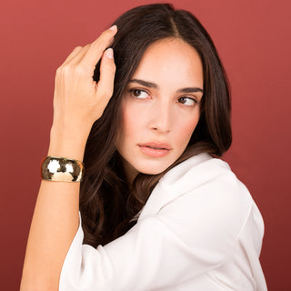 Bracciale Rigido Bombato a Fascia con Bordi in Rilievo