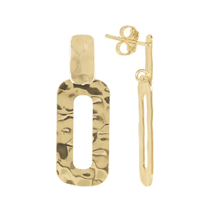 Orecchini Pendenti con Maglia Rettangolare Piatta Martellata