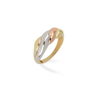 Anello Fabiani a fascia in oro giallo, bianco e rosa 9Kt - Fabiani Gioiellerie