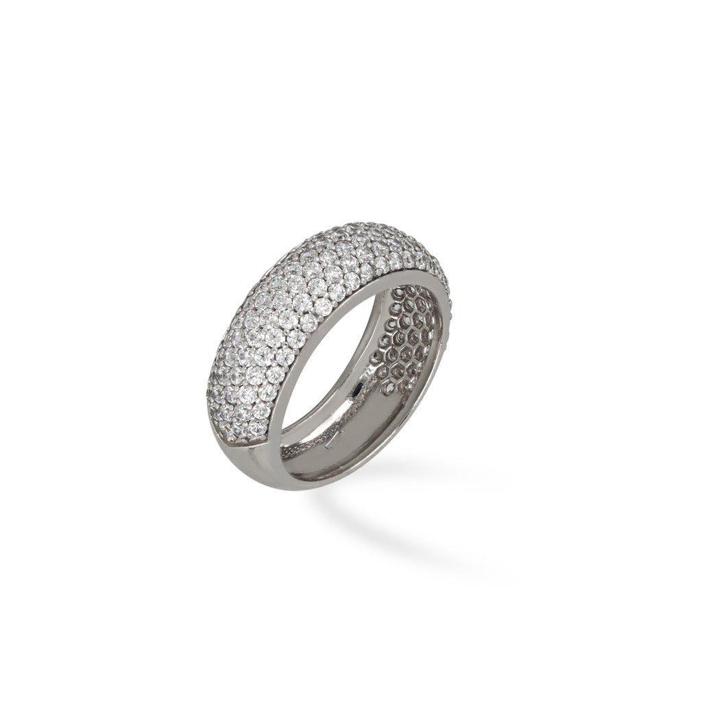 Anello Fabiani a fascia in oro bianco 9Kt con zirconi - Fabiani Gioiellerie Anello Fabiani a fascia in oro bianco 9Kt con zirconi - Fabiani Gioiellerie