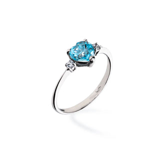 Anello Fabiani in Oro Bianco 9KT con Pietra Topazio a Cuore