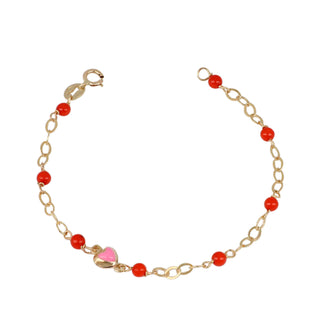 Bracciale Fabiani Bambino in oro giallo 9Kt con perline di corallo - Fabiani Gioiellerie