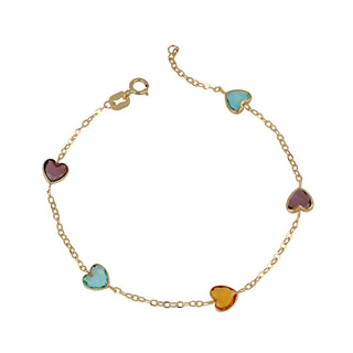 Bracciale Fabiani in oro giallo 9Kt con zirconi a cuore - Fabiani Gioiellerie