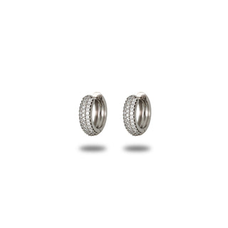Orecchini Fabiani cerchi in oro bianco 9Kt con pavé di zirconi - Fabiani Gioiellerie