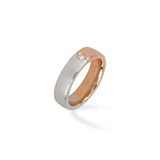 Anello Fede Fabiani in oro bianco e in oro rosa 18Kt con diamante taglio brillante - Fabiani Gioiellerie
