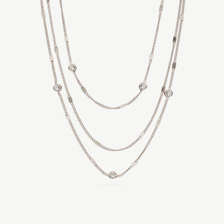 Collana Fabiani a Tre Fili in Argento e Zirconi