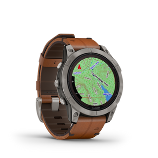 GARMIN fēnix® 7 Pro – Sapphire Solar Edition - Titanium con cinturino in pelle Chestnut