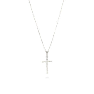 Collana Fabiani in argento con pendente croce in oro bianco 18Kt e crystal white - Fabiani Gioiellerie