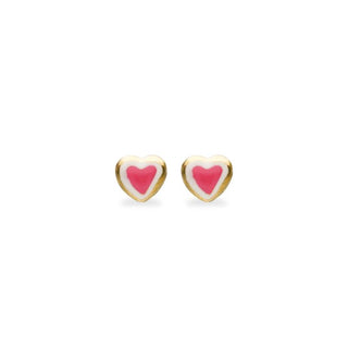 Orecchini Fabiani con cuore in oro giallo 18Kt e smalto - Fabiani Gioiellerie