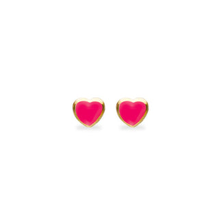 Orecchini Fabiani con cuore in oro giallo 18Kt e smalto
