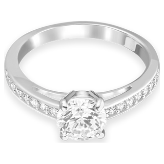 Anello Attract, Taglio tondo, Pavé, Bianco, Placcato rodio