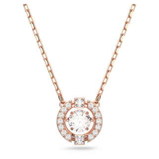 Collana Una, Taglio Round, Bianca, Placcato color oro rosa