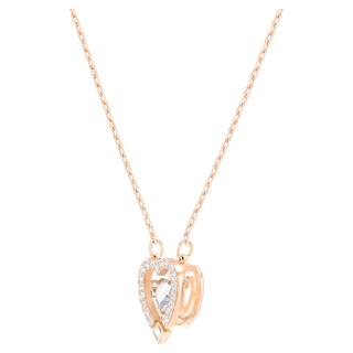 Collana Una, Cuore, Bianca, Placcato color oro rosa