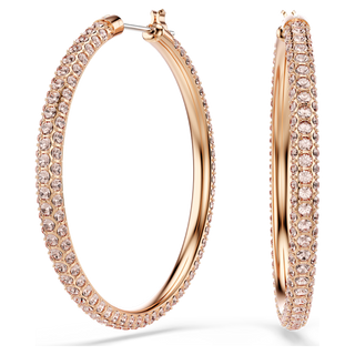 Orecchini a cerchio Dextera, Pavé, Grandi, Bianchi, Placcato color oro rosa