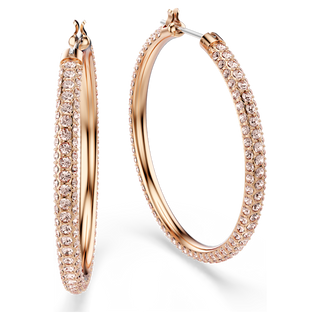 Orecchini a cerchio Dextera, Pavé, Grandi, Bianchi, Placcato color oro rosa