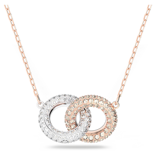 Collana Dextera, Cerchi intrecciati, Bianca, Placcato color oro rosa