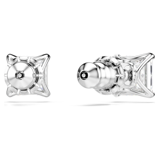 Orecchini a lobo Stilla Attract, Taglio squadrato, Bianchi, Placcato rodio