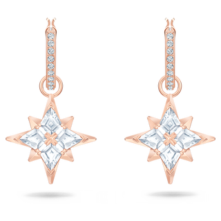 Orecchini pendenti Symbolica, Stella, Bianchi, Placcato color oro rosa