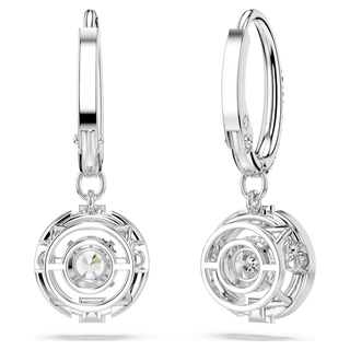 Orecchini pendenti Una, Taglio Round, Bianchi, Placcato rodio