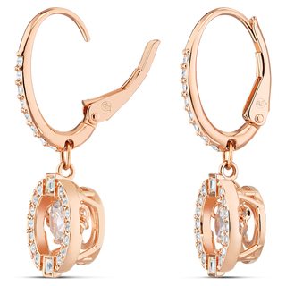 Orecchini pendenti Una, Taglio Round, Bianchi, Placcato color oro rosa