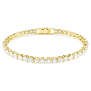 Braccialetto Matrix Tennis, Taglio Round, Bianco, Placcato color oro
