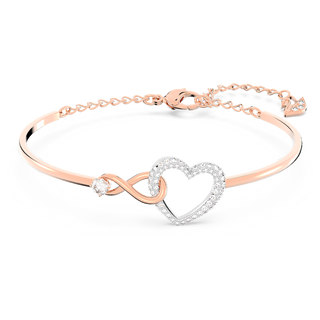 Bracciale rigido Hyperbola, Infinito e cuore, Bianco, Mix di finiture