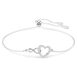 Braccialetto Hyperbola, Infinito e cuore, Bianco, Placcato rodio