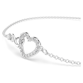 Braccialetto Hyperbola, Infinito e cuore, Bianco, Placcato rodio