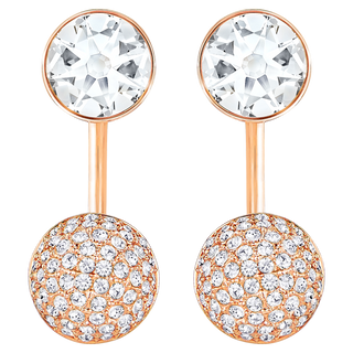 Orecchino jacket Forward, Taglio Round, Bianchi, Placcato color oro rosa