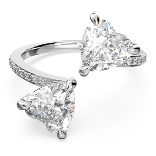 Anello aperto Mesmera, Cuore, Bianco, Placcato rodio