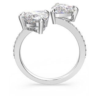 Anello aperto Mesmera, Cuore, Bianco, Placcato rodio