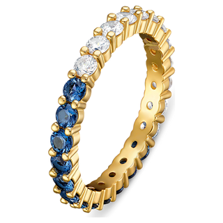 Anello Matrix Vittore, Taglio Round, Blu, Placcato color oro