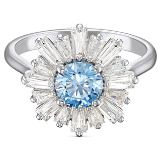 Anello Idyllia, Taglio misto, Blu, Placcato rodio