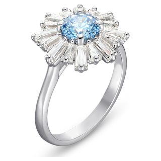 Anello Idyllia, Taglio misto, Blu, Placcato rodio