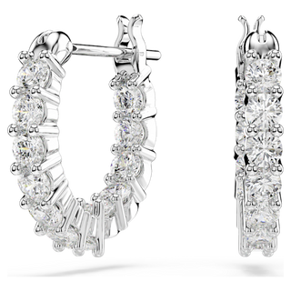 Orecchini a cerchio Matrix Vittore, Taglio Round, Bianchi, Placcato rodio