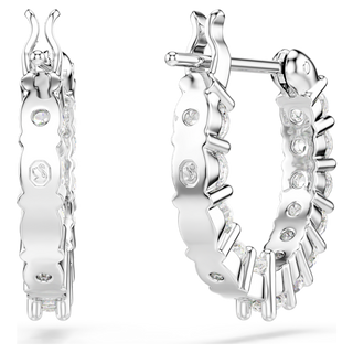 Orecchini a cerchio Matrix Vittore, Taglio Round, Bianchi, Placcato rodio