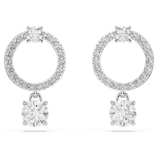 Orecchini a cerchio Constella, Taglio Round, Bianchi, Placcato rodio