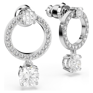 Orecchini a cerchio Constella, Taglio Round, Bianchi, Placcato rodio