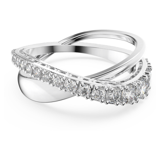 Anello Hyperbola, Taglio Round, Bianco, Placcato rodio