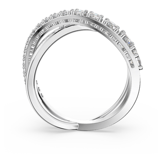 Anello Hyperbola, Taglio Round, Bianco, Placcato rodio