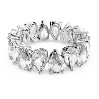 Anello Matrix Vittore, Taglio Drop, Bianco, Placcato rodio