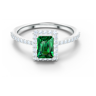 Anello Una Angelic, Taglio rettangolare, Verde, Placcato rodio