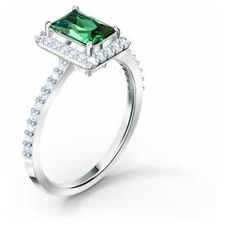 Anello Una Angelic, Taglio rettangolare, Verde, Placcato rodio