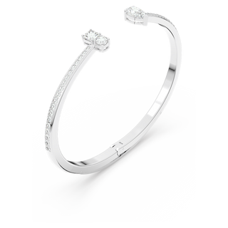 Bracciale rigido Mesmera, Taglio misto, Bianco, Placcato rodio