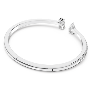 Bracciale rigido Mesmera, Taglio misto, Bianco, Placcato rodio