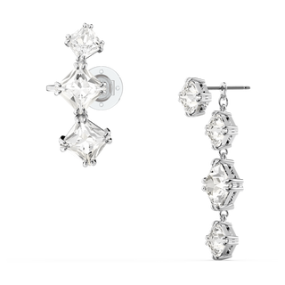 Orecchino ear cuff Millenia, Set (2), Design asimmetrico, Bianco, Placcato rodio