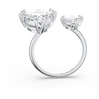 Anello aperto Millenia, Taglio Trilliant, Bianco, Placcato rodio